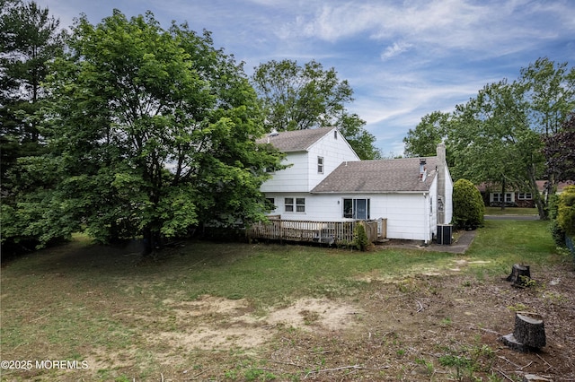 1233 Herkimer Rd, Brick, NJ 08724 - view of grassy yard with a wooden deck and cooling unit