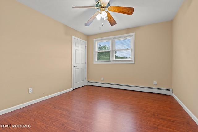 30 Woodland Dr, Howell, NJ 07731 - unfurnished room with a baseboard radiator, wood finished floors, baseboards, and a ceiling fan