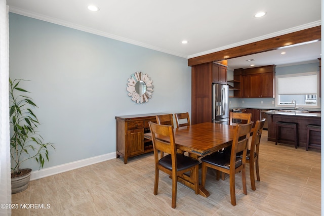 22 Corrigan Ave, Pine Beach, NJ 08741 - dining space featuring recessed lighting, baseboards, and crown molding