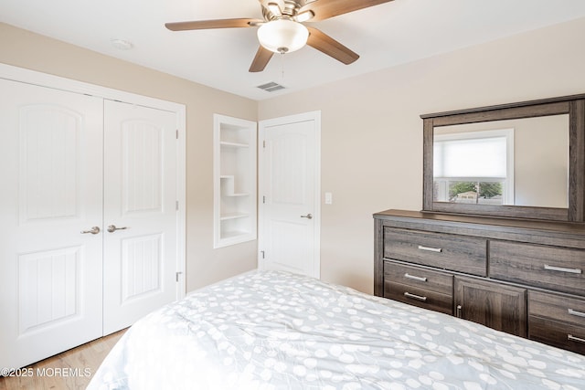 22 Corrigan Ave, Pine Beach, NJ 08741 - bedroom with a closet, ceiling fan, and light wood-type flooring