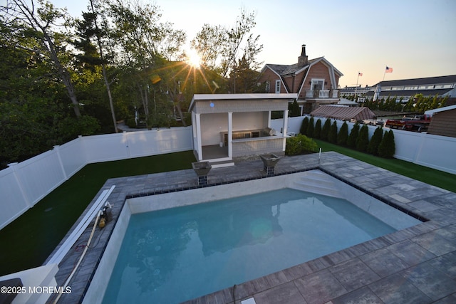 674 Lake Ave, Bay Head, NJ 08742 - pool at dusk with a patio