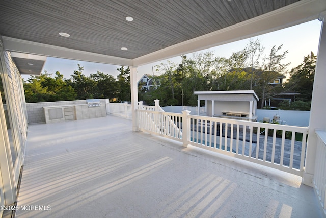 674 Lake Ave, Bay Head, NJ 08742 - view of patio with an outdoor structure and exterior kitchen