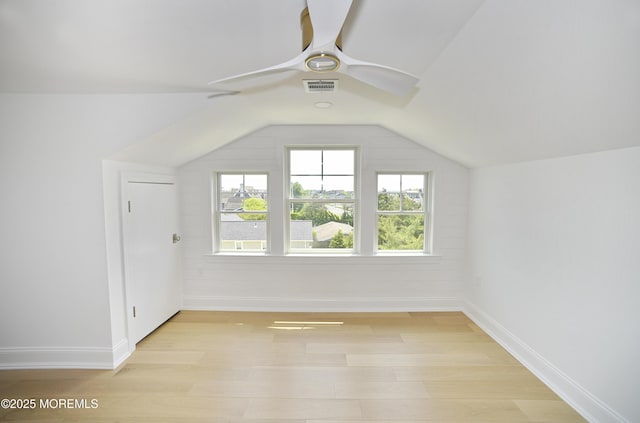 674 Lake Ave, Bay Head, NJ 08742 - bonus room featuring ceiling fan, light wood-style floors, baseboards, and lofted ceiling