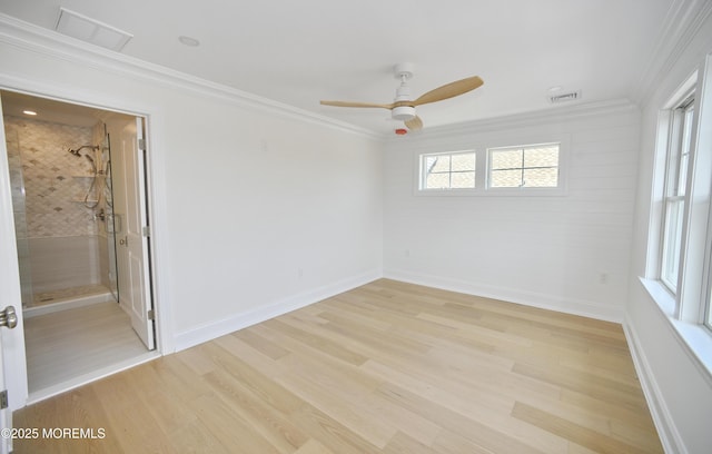 674 Lake Ave, Bay Head, NJ 08742 - unfurnished room featuring crown molding, light wood-style floors, a ceiling fan, and baseboards