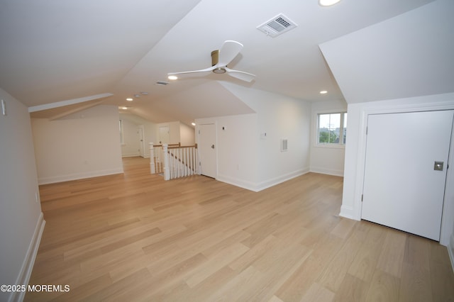 674 Lake Ave, Bay Head, NJ 08742 - additional living space featuring a ceiling fan, recessed lighting, lofted ceiling, light wood-type flooring, and baseboards