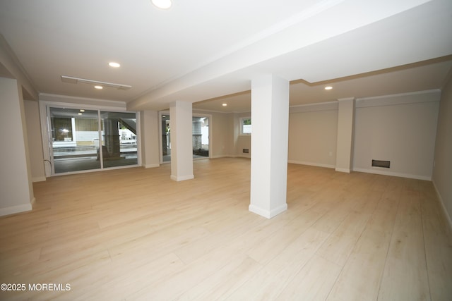 674 Lake Ave, Bay Head, NJ 08742 - below grade area featuring recessed lighting, light wood-type flooring, baseboards, and ornamental molding