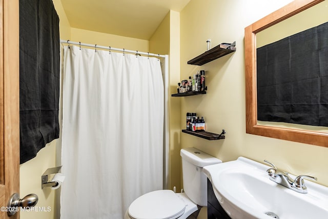 1015 Barnacle Dr, Manahawkin, NJ 08050 - bathroom featuring toilet, vanity, and a shower with curtain