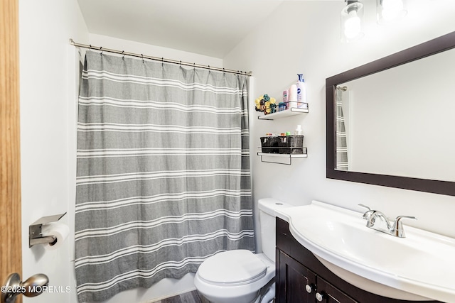 1015 Barnacle Dr, Manahawkin, NJ 08050 - bathroom featuring vanity, toilet, and a shower with shower curtain