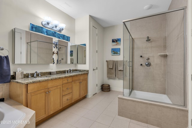 432 Ocean Blvd N Unit 506, Long Branch, NJ 07740 - full bath featuring tile patterned floors, a stall shower, a bath, and double vanity