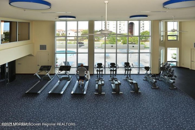 432 Ocean Blvd N Unit 506, Long Branch, NJ 07740 - workout area featuring floor to ceiling windows and carpet