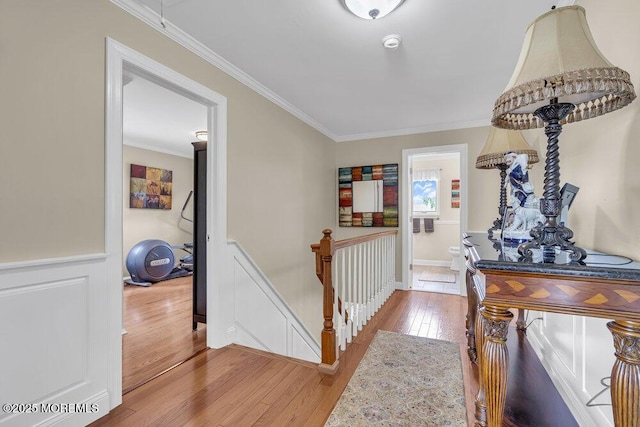 221 Bay Stream Dr, Toms River, NJ 08753 - hall featuring an upstairs landing, crown molding, and light wood-style floors