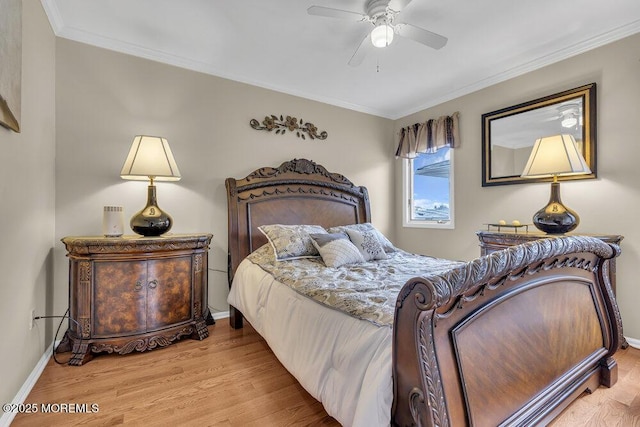 221 Bay Stream Dr, Toms River, NJ 08753 - bedroom with wood finished floors, ornamental molding, baseboards, and ceiling fan