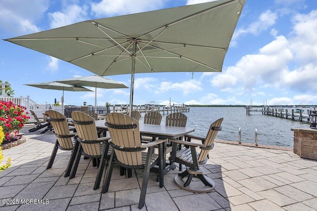 221 Bay Stream Dr, Toms River, NJ 08753 - view of patio / terrace with a water view and a dock