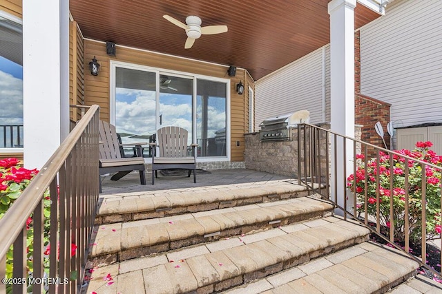 221 Bay Stream Dr, Toms River, NJ 08753 - property entrance featuring an outdoor kitchen and a ceiling fan