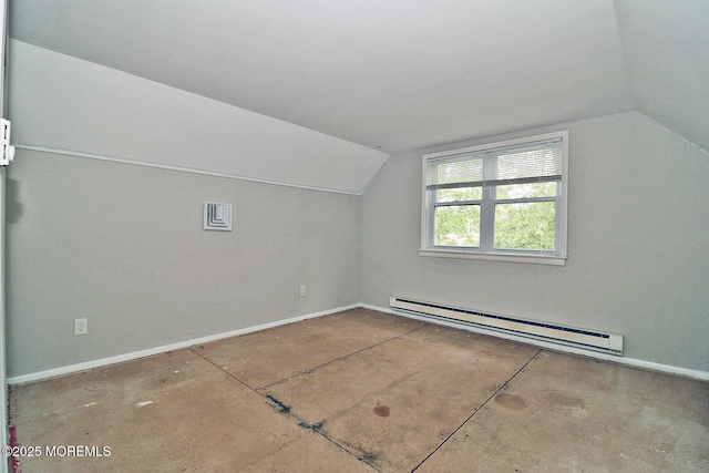 122 Oakwood Pl, Forked River, NJ 08731 - bonus room featuring a baseboard heating unit, lofted ceiling, and baseboards