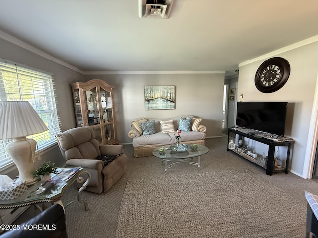 1134A Argyll Cir, Lakewood, NJ 08701 - carpeted living area featuring baseboards and crown molding