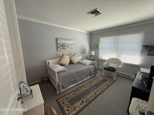 1134A Argyll Cir, Lakewood, NJ 08701 - carpeted bedroom featuring baseboard heating, baseboards, and crown molding