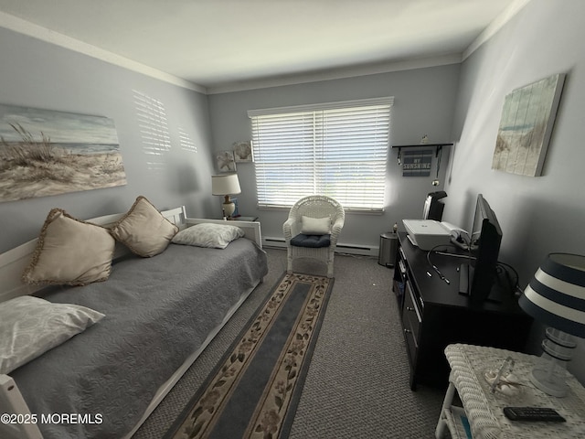 1134A Argyll Cir, Lakewood, NJ 08701 - bedroom with a baseboard heating unit, carpet floors, ornamental molding, and baseboards