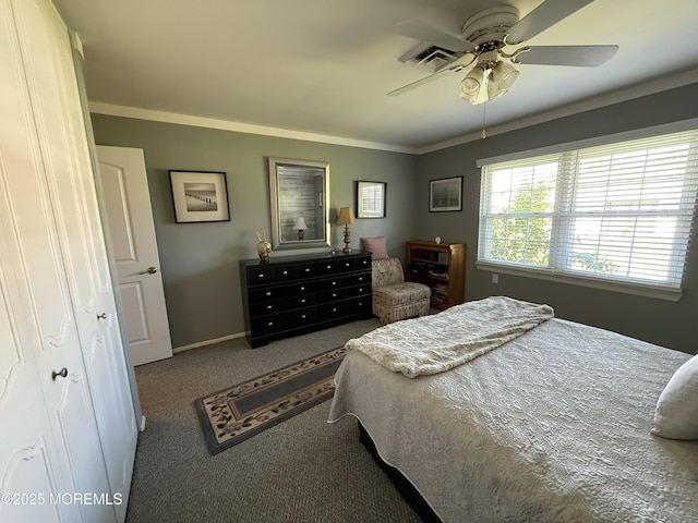 1134A Argyll Cir, Lakewood, NJ 08701 - bedroom with carpet floors, crown molding, baseboards, and ceiling fan