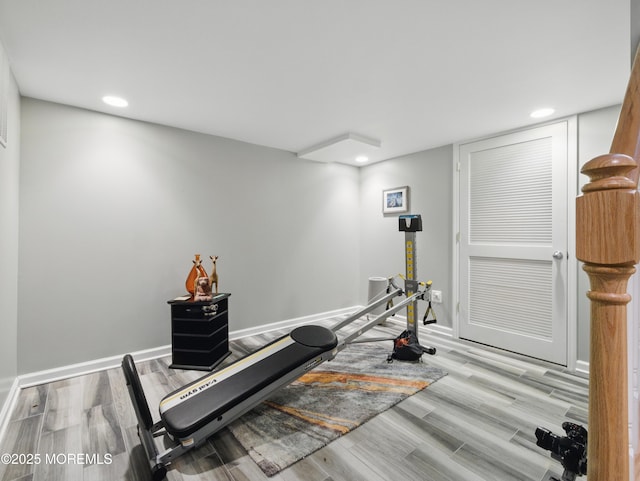 50 Locust Ct, Freehold, NJ 07728 - exercise area featuring wood finished floors, recessed lighting, and baseboards