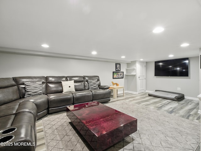 50 Locust Ct, Freehold, NJ 07728 - living area with light wood-style flooring, baseboards, and recessed lighting