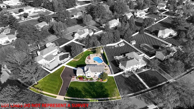 50 Locust Ct, Freehold, NJ 07728 - aerial perspective of suburban area featuring property boundaries highlighted and a pool