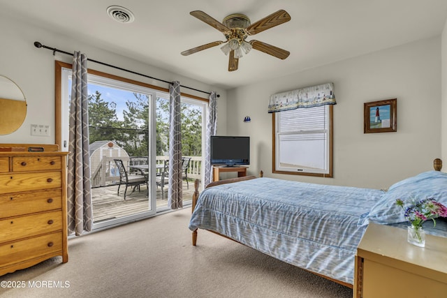 37 N 4th St, Surf City, NJ 08008 - bedroom with access to exterior, multiple windows, carpet flooring, and a ceiling fan