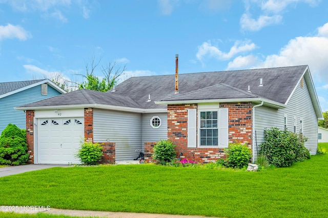 40 Everest Dr N, Brick, NJ 08724 - view of front of property featuring brick siding, a garage, a front yard, asphalt driveway, and a shingled roof
