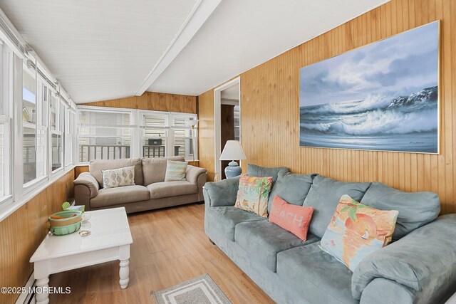 10 Brunswick Place, Point Pleasant Beach, NJ 08742 - sunroom featuring wooden walls, wood finished floors, and lofted ceiling