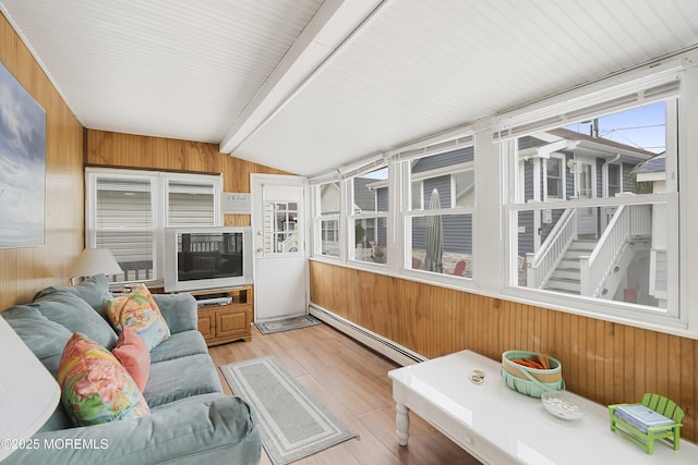 10 Brunswick Place, Point Pleasant Beach, NJ 08742 - sunroom with a baseboard radiator and lofted ceiling