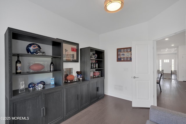 69 Starlight Dr, Monroe, NJ 08831 - bar featuring dark wood-style floors and baseboards