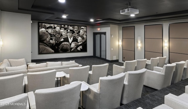 69 Starlight Dr, Monroe, NJ 08831 - cinema featuring a tray ceiling and carpet