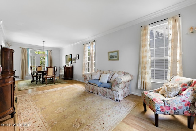 2060 Benjamin Cir, Wall, NJ 07719 - living area with ornamental molding, light wood-type flooring, and baseboards