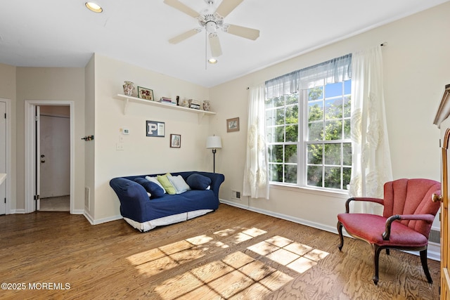 2060 Benjamin Cir, Wall, NJ 07719 - living area with wood finished floors, baseboards, a ceiling fan, and recessed lighting