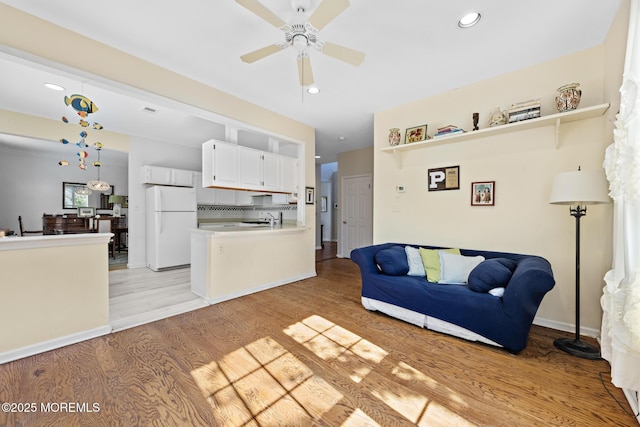 2060 Benjamin Cir, Wall, NJ 07719 - living room with ceiling fan, light wood-style floors, and recessed lighting