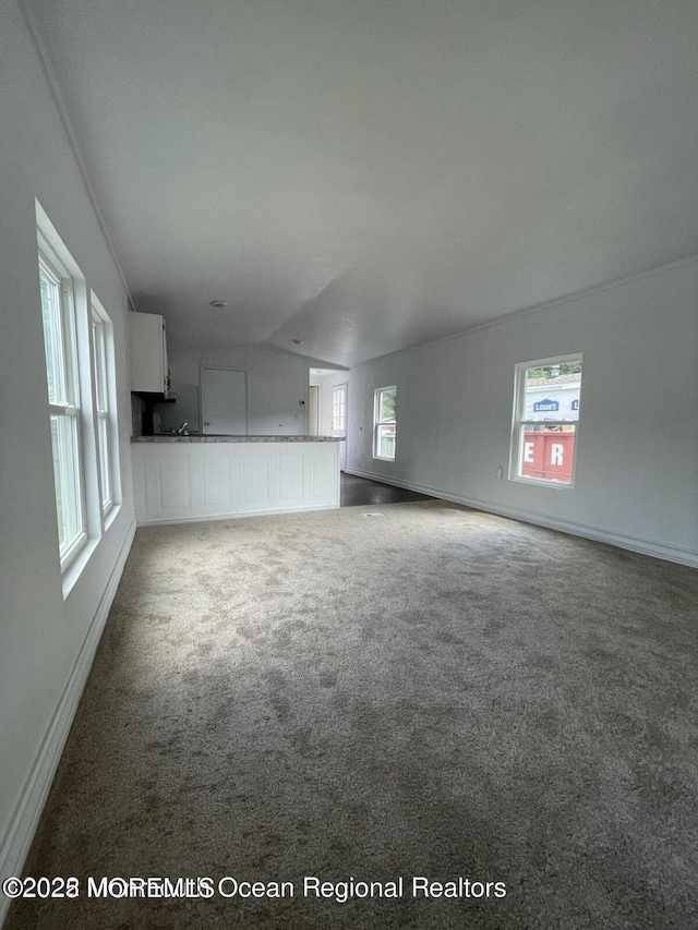 21 Citation St, Howell, NJ 07731 - unfurnished living room featuring carpet flooring, vaulted ceiling, and baseboards