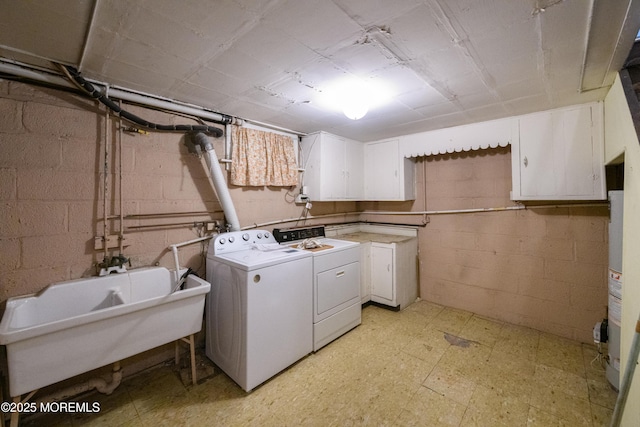644 Monmouth Ave, Kenilworth, NJ 07033 - laundry room featuring cabinet space, separate washer and dryer, light floors, and water heater