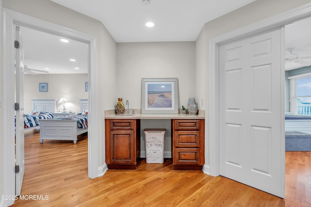 21 Blaine Ave Unit 10, Seaside Heights, NJ 08751 - bar with light wood-type flooring, ceiling fan, recessed lighting, and a sink