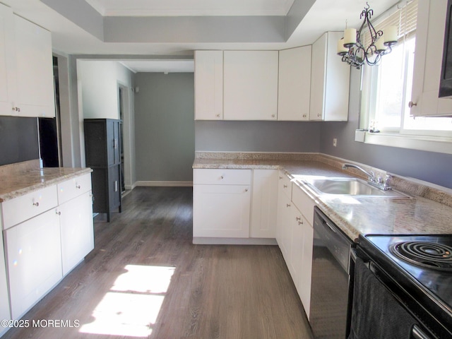 5 Highland Dr, Barnegat, NJ 08005 - kitchen with black appliances, white cabinetry, wood finished floors, and a sink