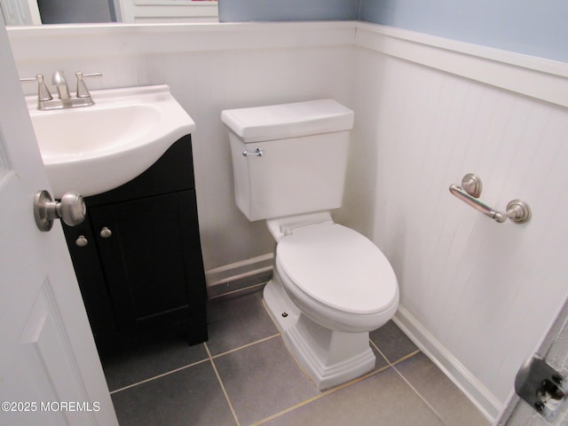 5 Highland Dr, Barnegat, NJ 08005 - half bathroom featuring vanity, toilet, and tile patterned floors