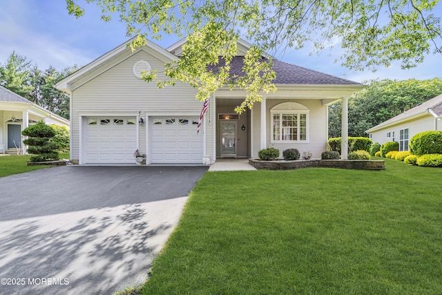 25 Bellflower Dr, Lakewood, NJ 08701 - view of front of house featuring driveway, an attached garage, a front lawn, and roof with shingles