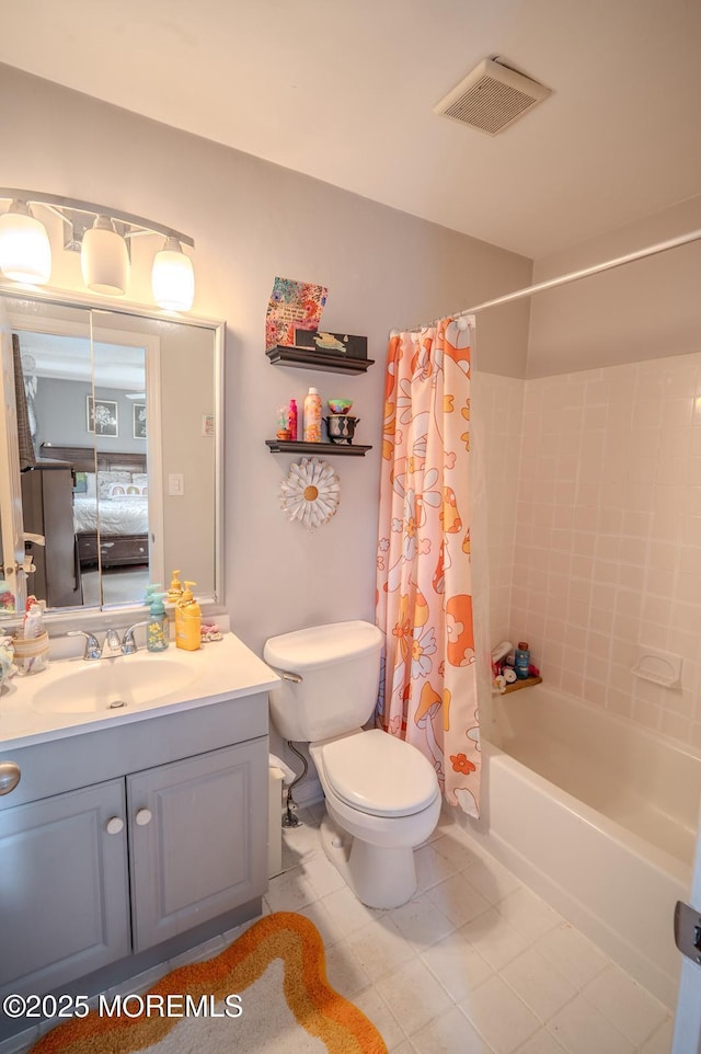 25 Atlantis Ter, Freehold, NJ 07728 - full bathroom featuring toilet, shower / bath combo, vanity, tile patterned flooring, and ensuite bath