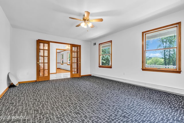 668 Hyson Rd, Jackson, NJ 08527 - empty room featuring french doors, baseboards, a ceiling fan, and carpet flooring