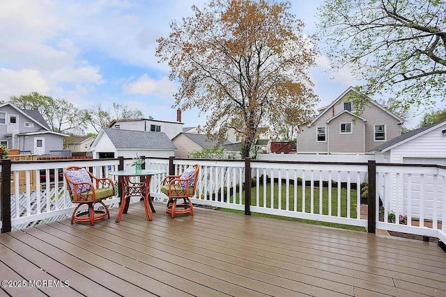 126 Seabreeze Ave, North Middletown, NJ 07748 - deck featuring a residential view, a yard, and outdoor dining space
