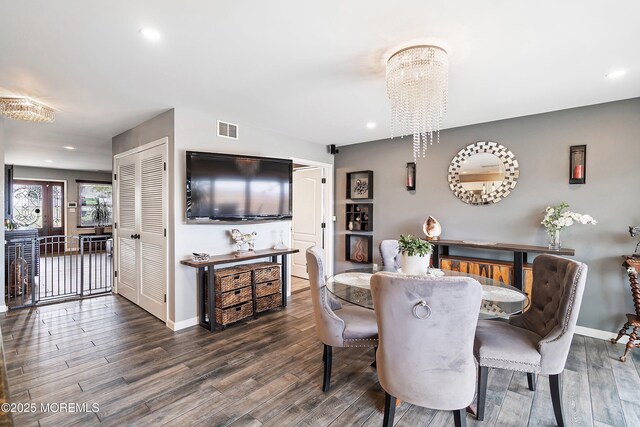 37 Florence Ave, Leonardo, NJ 07737 - dining area featuring wood finished floors, baseboards, recessed lighting, and a chandelier
