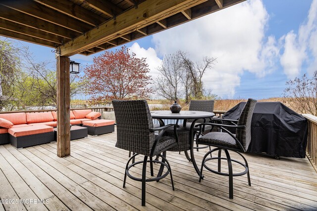 37 Florence Ave, Leonardo, NJ 07737 - wooden terrace with an outdoor hangout area and outdoor dining area