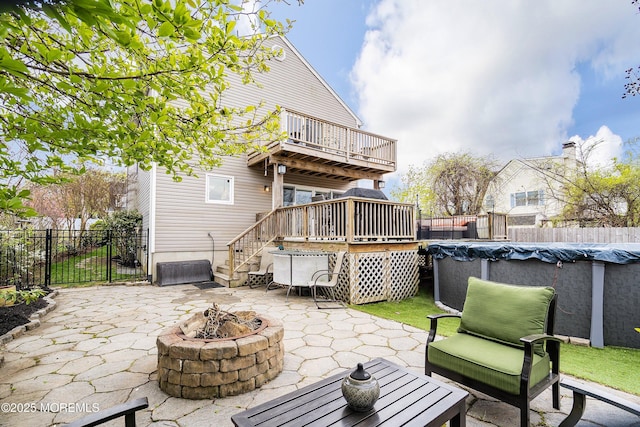37 Florence Ave, Leonardo, NJ 07737 - view of patio / terrace with a fire pit and a deck