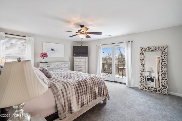 37 Florence Ave, Leonardo, NJ 07737 - bedroom with access to outside, carpet floors, baseboards, and a ceiling fan