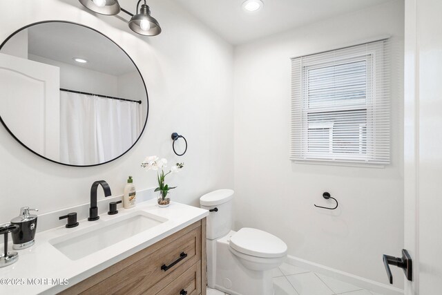 37 Florence Ave, Leonardo, NJ 07737 - full bath with toilet, vanity, tile patterned flooring, recessed lighting, and baseboards