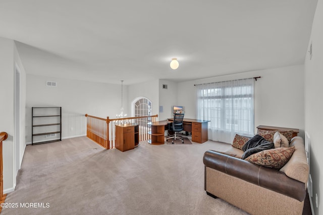 208 Bradwick Way, Marlboro, NJ 07746 - home office featuring light colored carpet and a chandelier